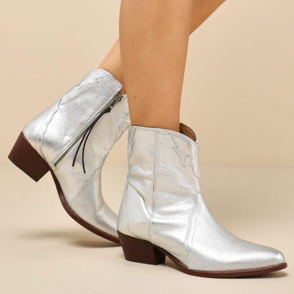 Free People Silver Ankle Boots